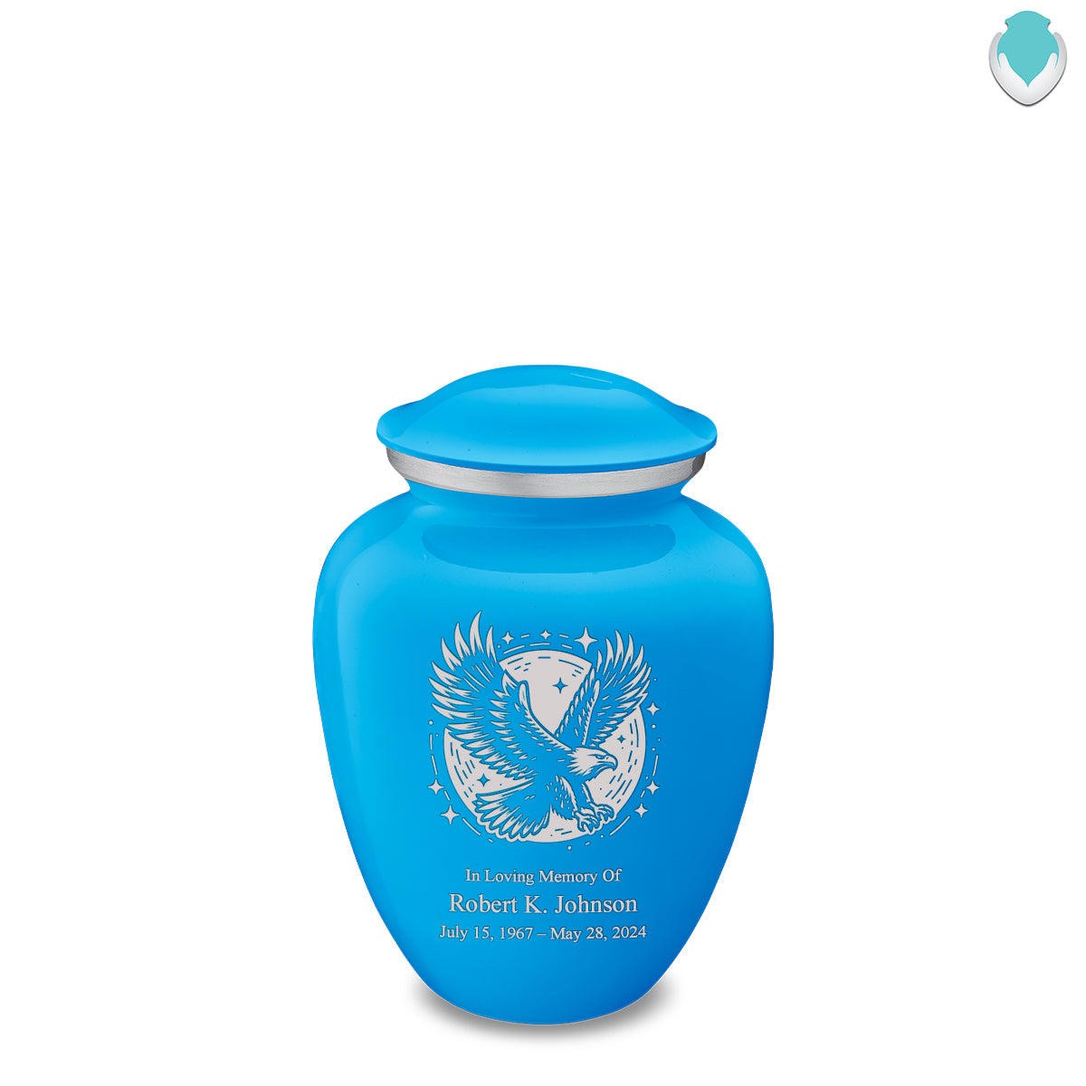 Medium Embrace Racing Blue Flying Eagle Cremation Urn