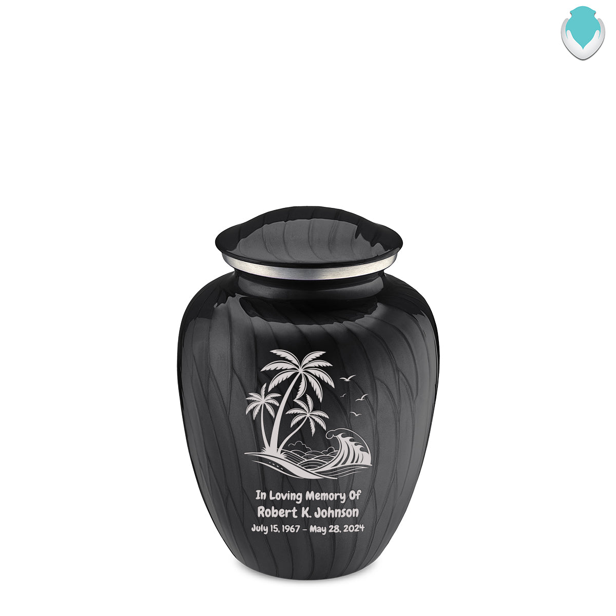 Medium Embrace Pearl Black Palm Beach Cremation Urn