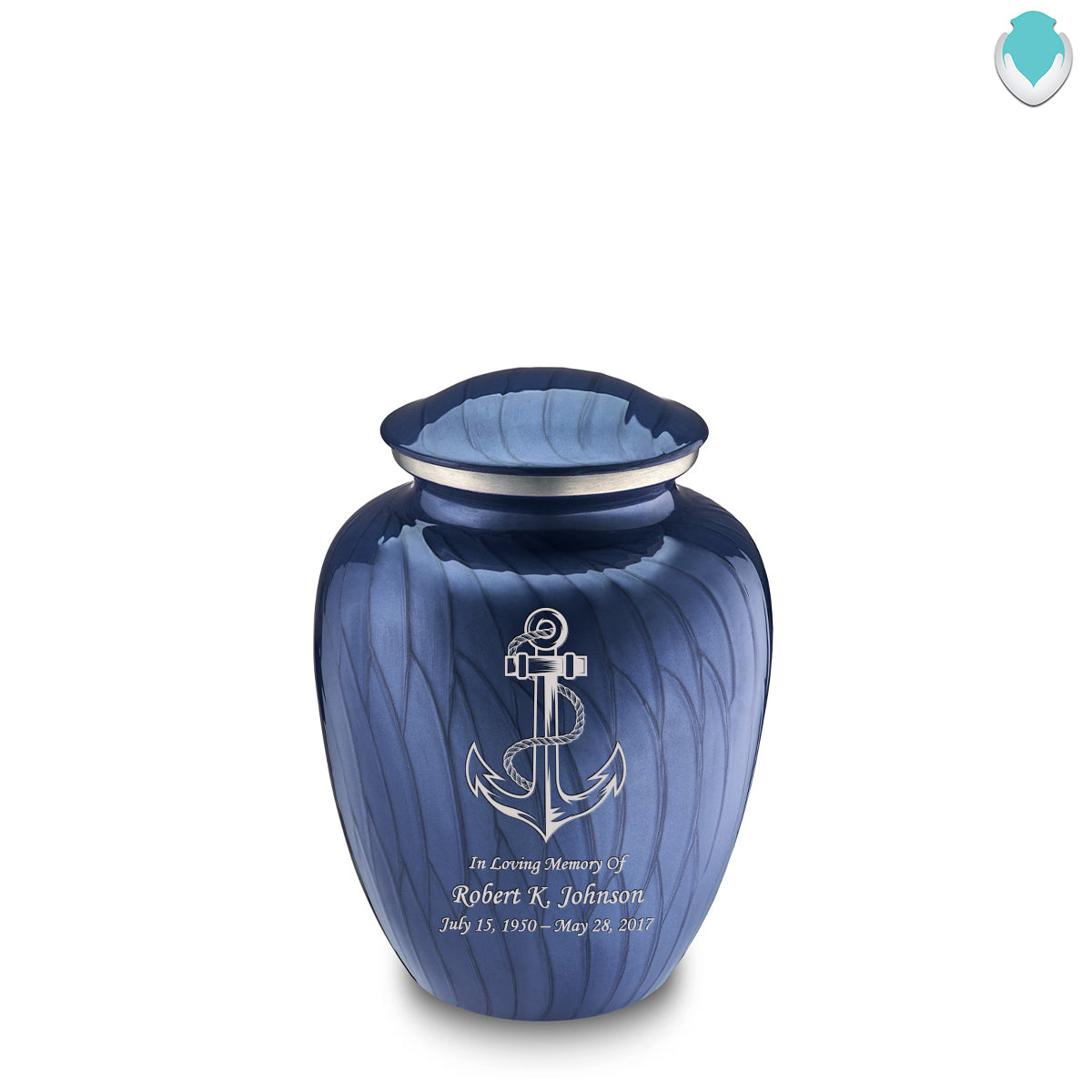 Medium Embrace Pearl Cobalt Blue Anchor Cremation Urn