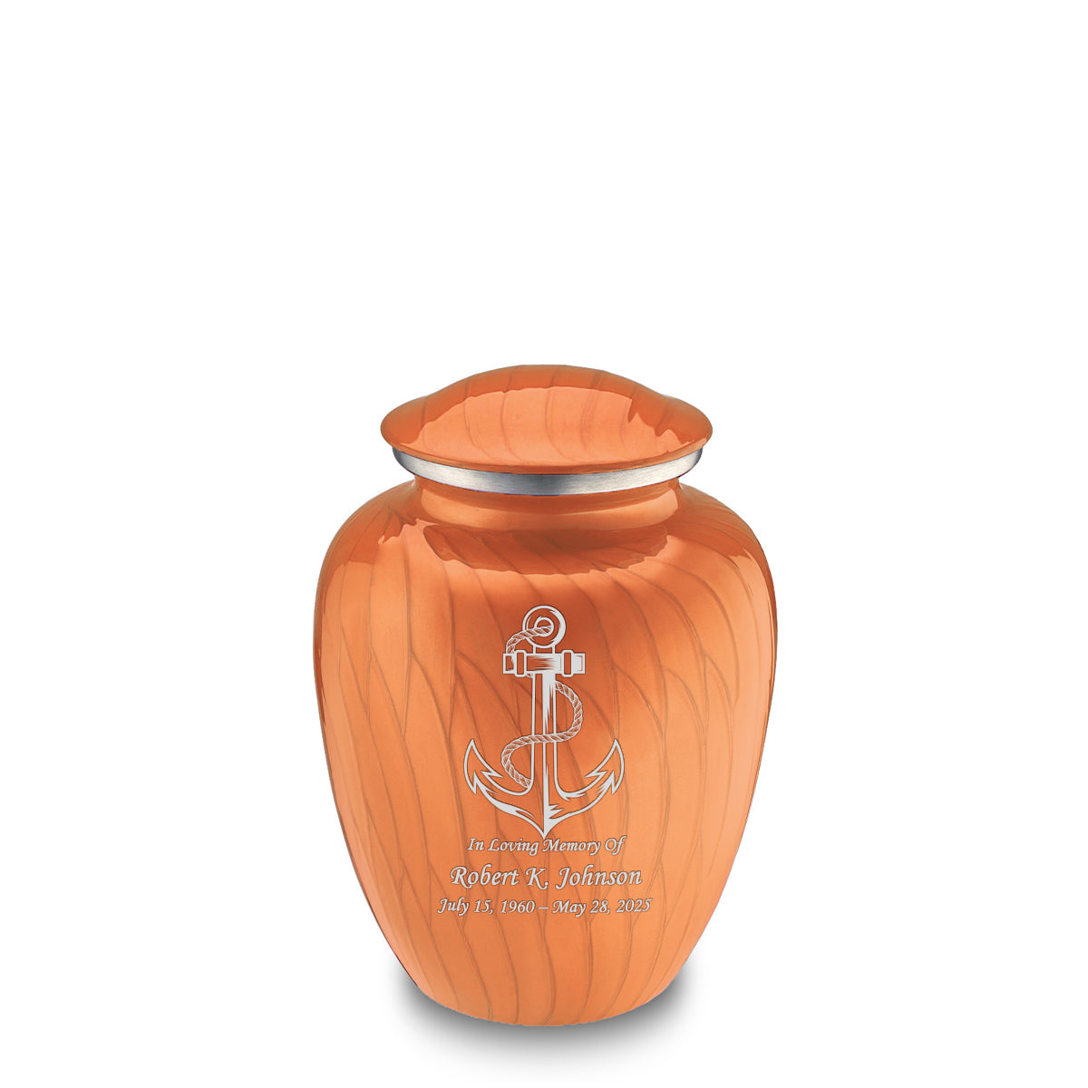Medium Embrace Pearl Orange Anchor Cremation Urn