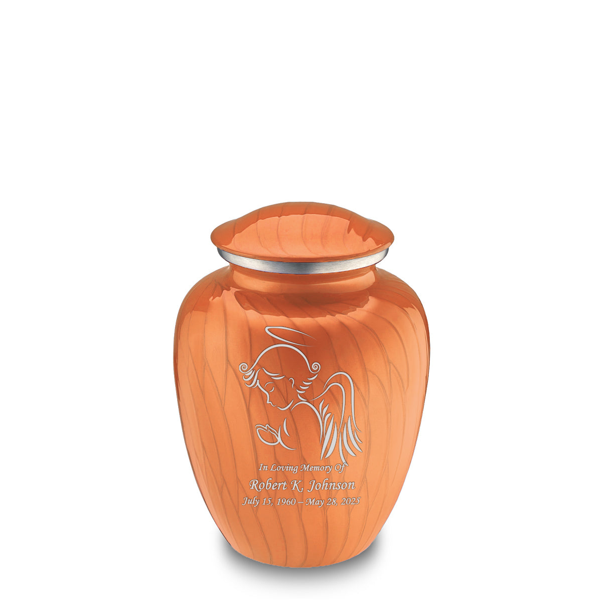 Medium Embrace Pearl Orange Angel Cremation Urn
