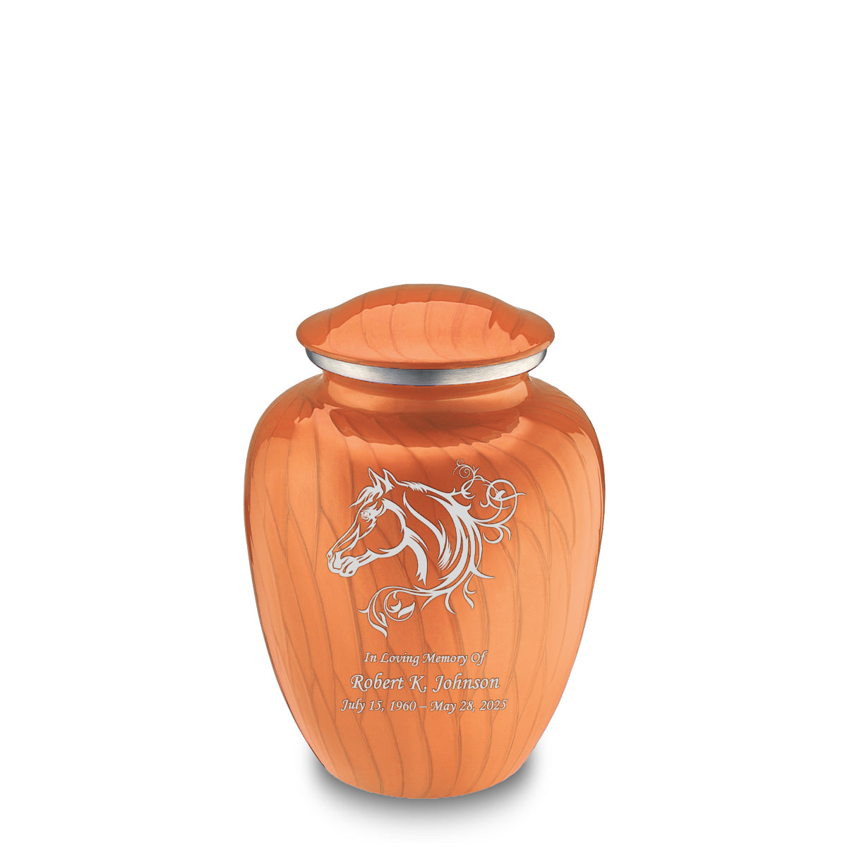 Medium Embrace Pearl Orange Horse Cremation Urn