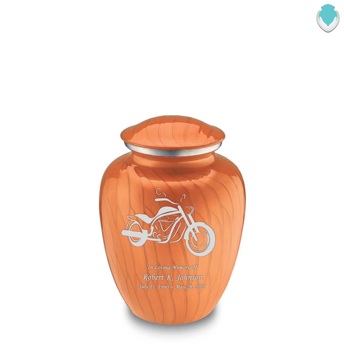 Medium Embrace Pearl Orange Motorcycle Cremation Urn