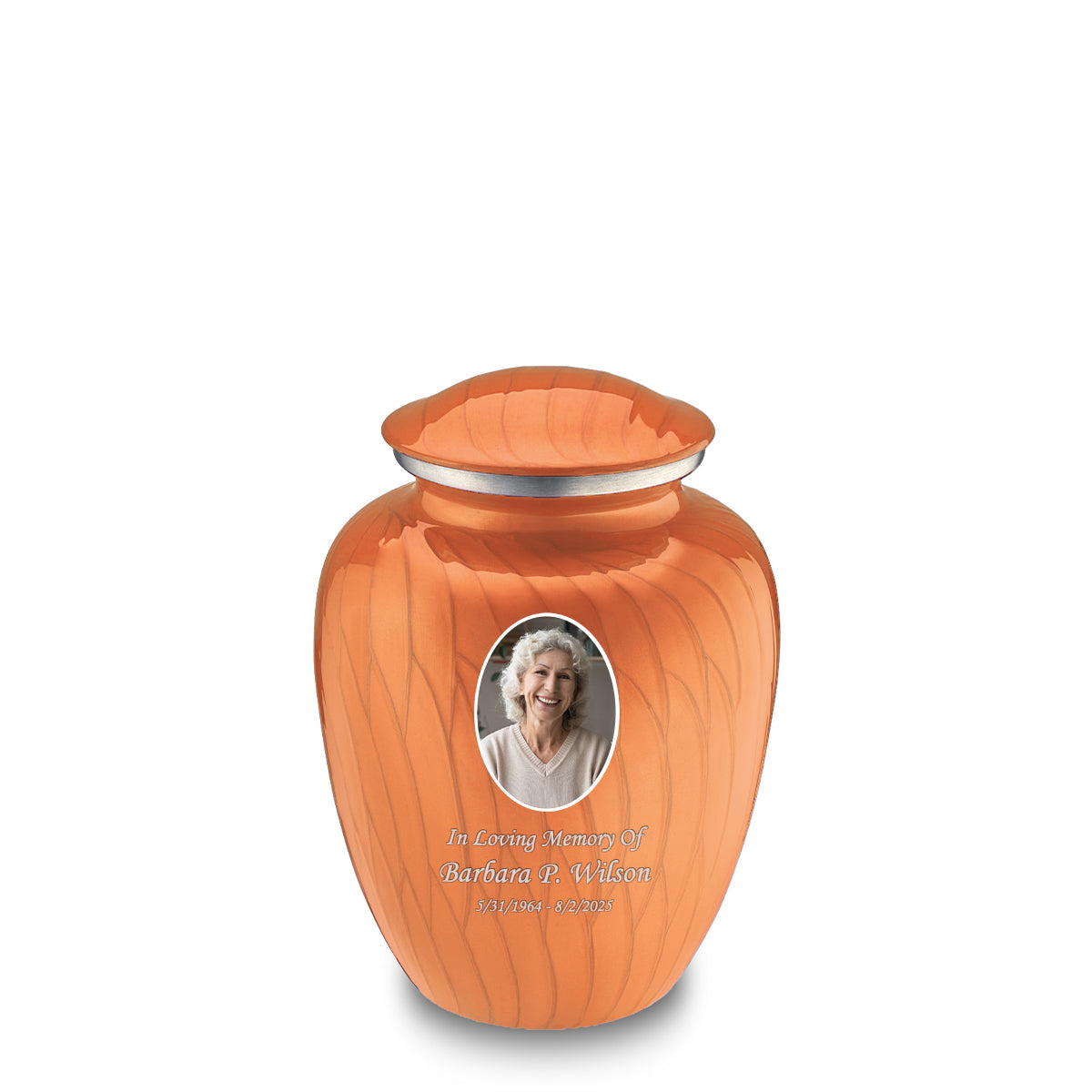 Medium Embrace Pearl Orange Portrait Cremation Urn
