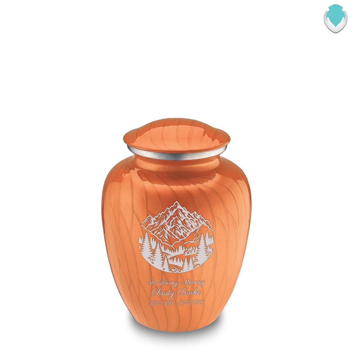 Medium Embrace Pearl Orange Rocky Mountains Cremation Urn