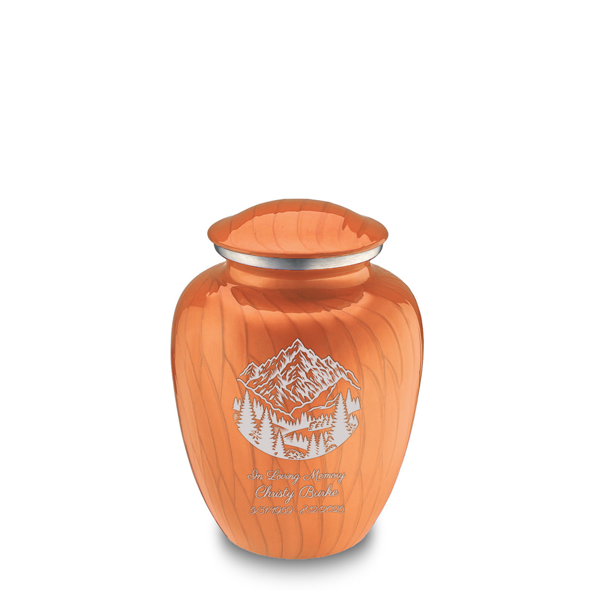 Medium Embrace Pearl Orange Rocky Mountains Cremation Urn