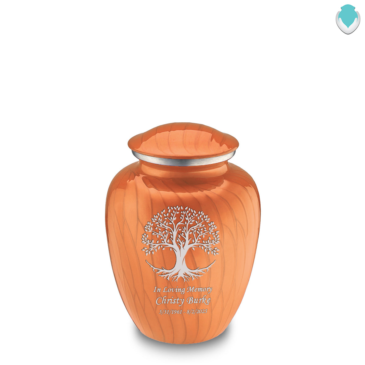 Medium Embrace Pearl Orange Tree of Life Cremation Urn