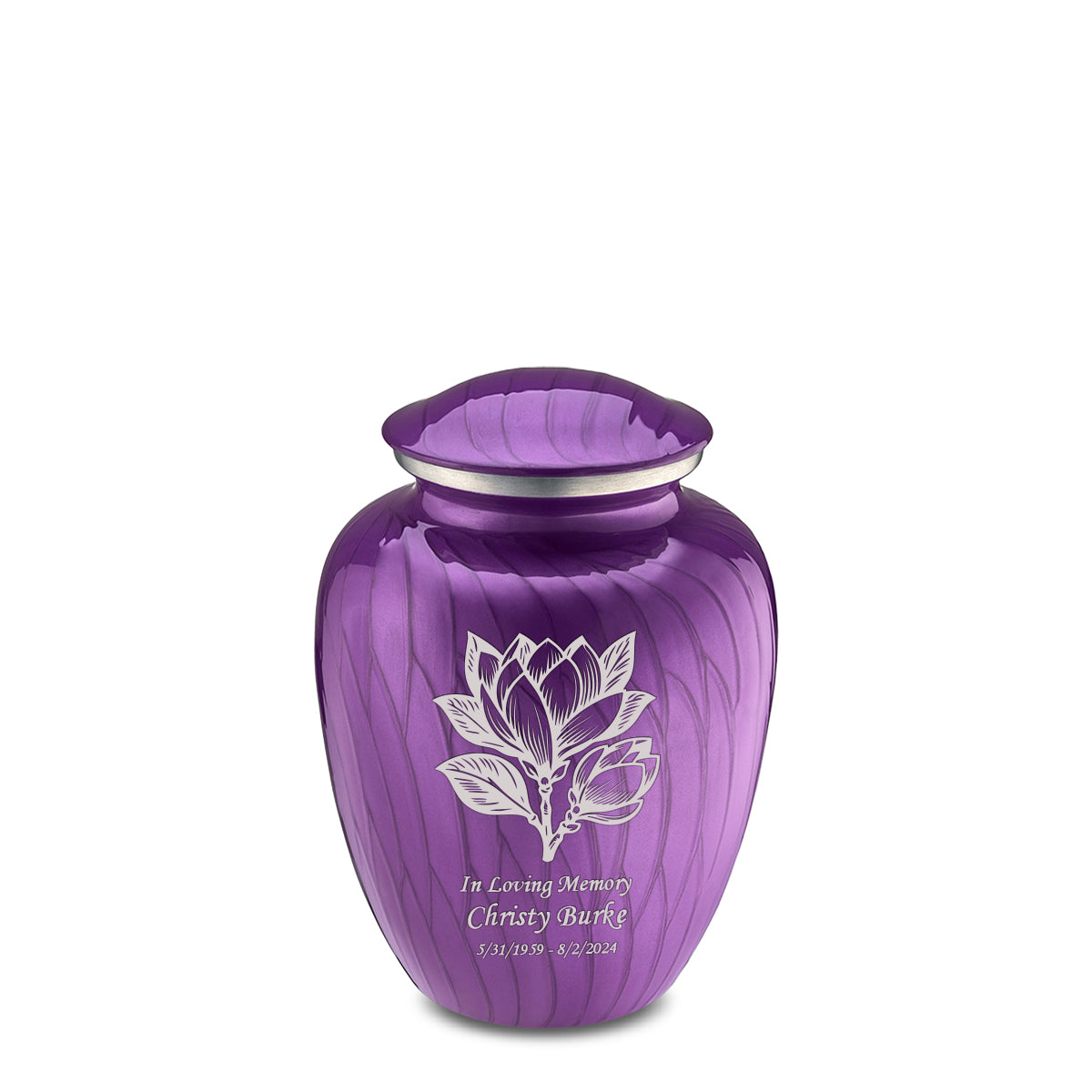 Medium Embrace Pearl Purple Magnolia Flower Cremation Urn
