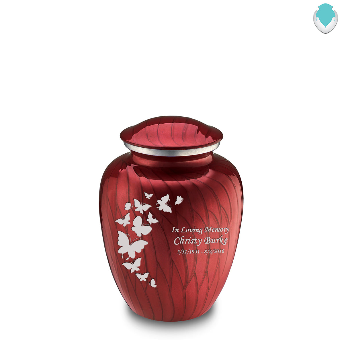Medium Embrace Pearl Candy Red Butterfly Cremation Urn
