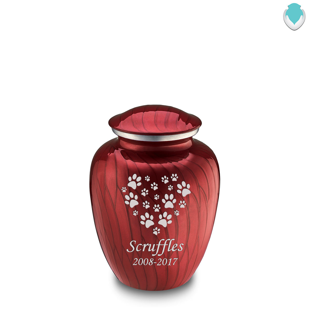 Medium Embrace Pearl Candy Red Heart Paws Pet Cremation Urn