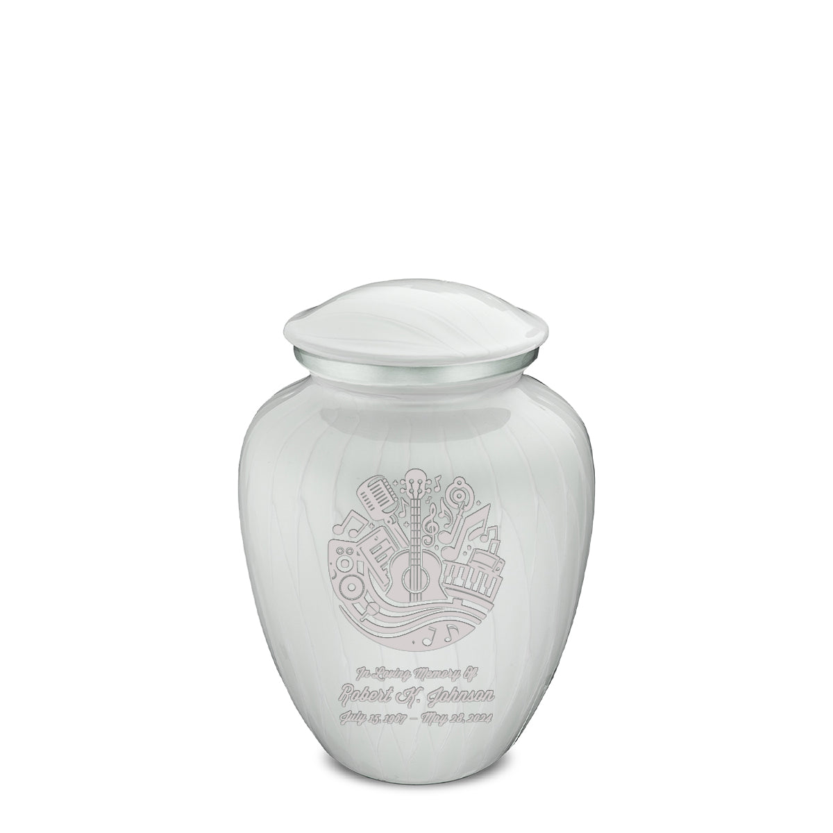 Medium Embrace Pearl White Music Cremation Urn