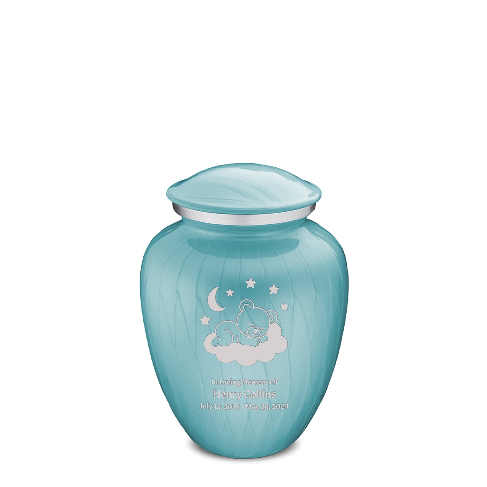 Medium Embrace Pearl Light Blue Sleeping Teddy Cremation Urn