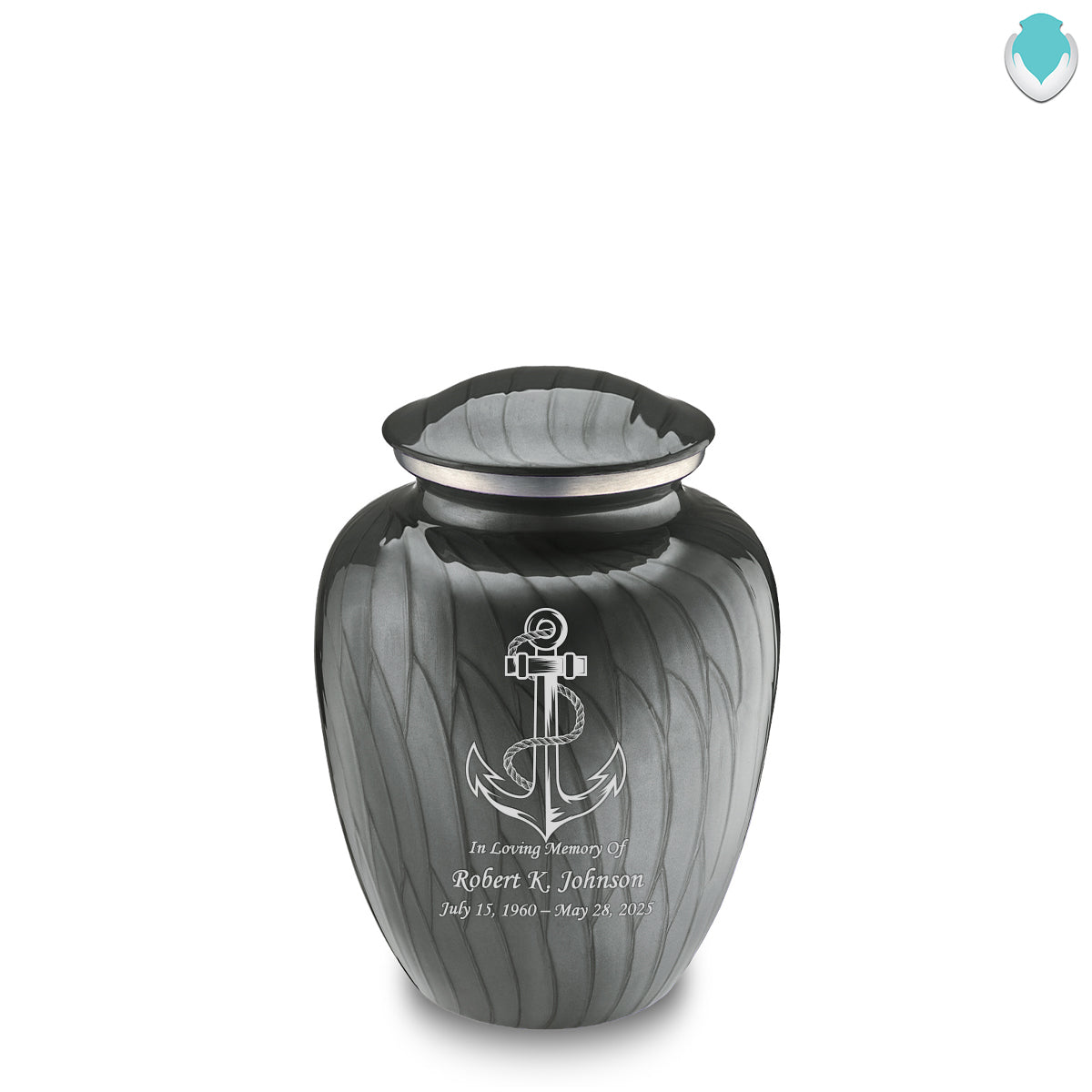 Medium Embrace Pearl Silver Anchor Cremation Urn