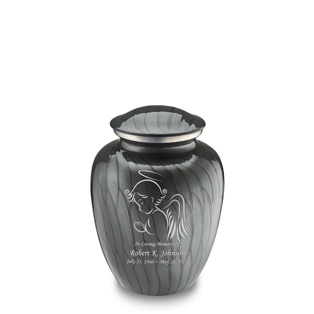 Medium Embrace Pearl Silver Angel Cremation Urn