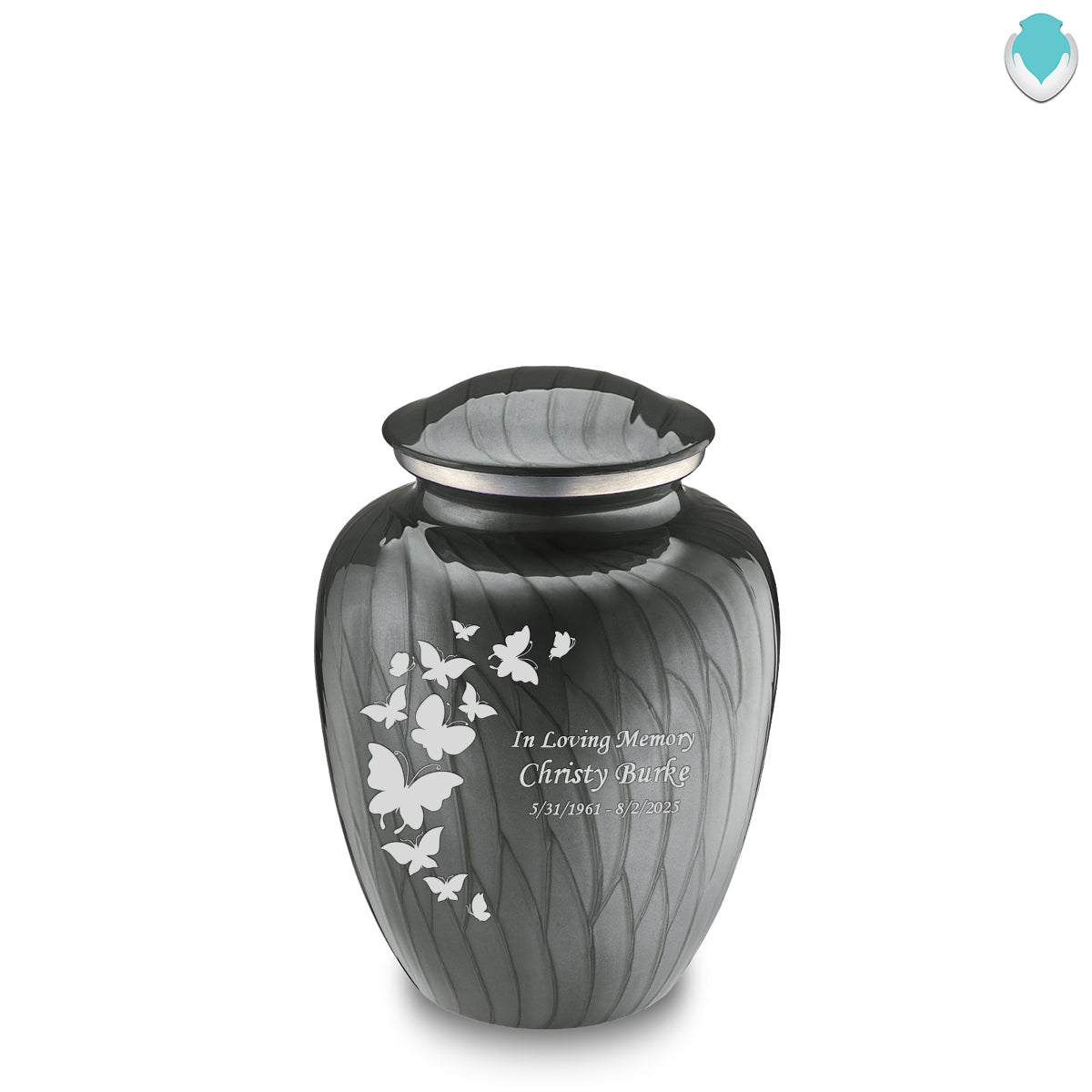 Medium Embrace Pearl Silver Butterfly Cremation Urn