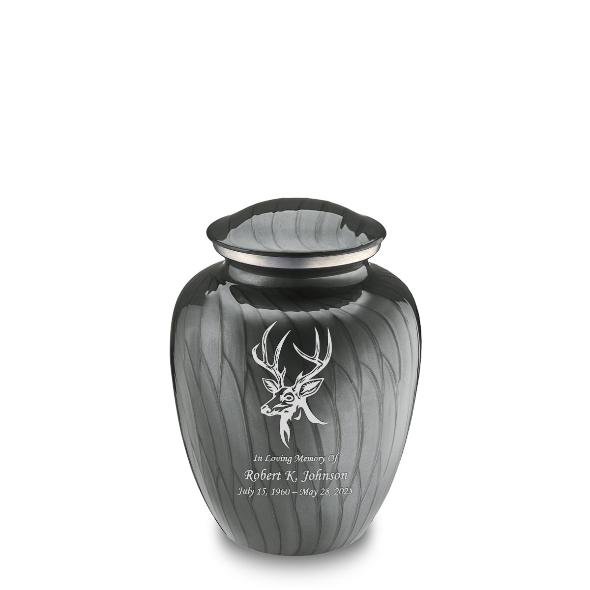 Medium Embrace Pearl Silver Deer Cremation Urn
