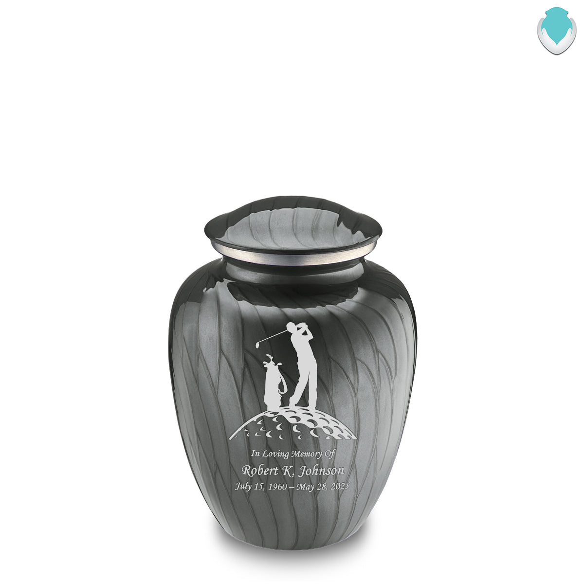 Medium Embrace Pearl Silver Golf Cremation Urn