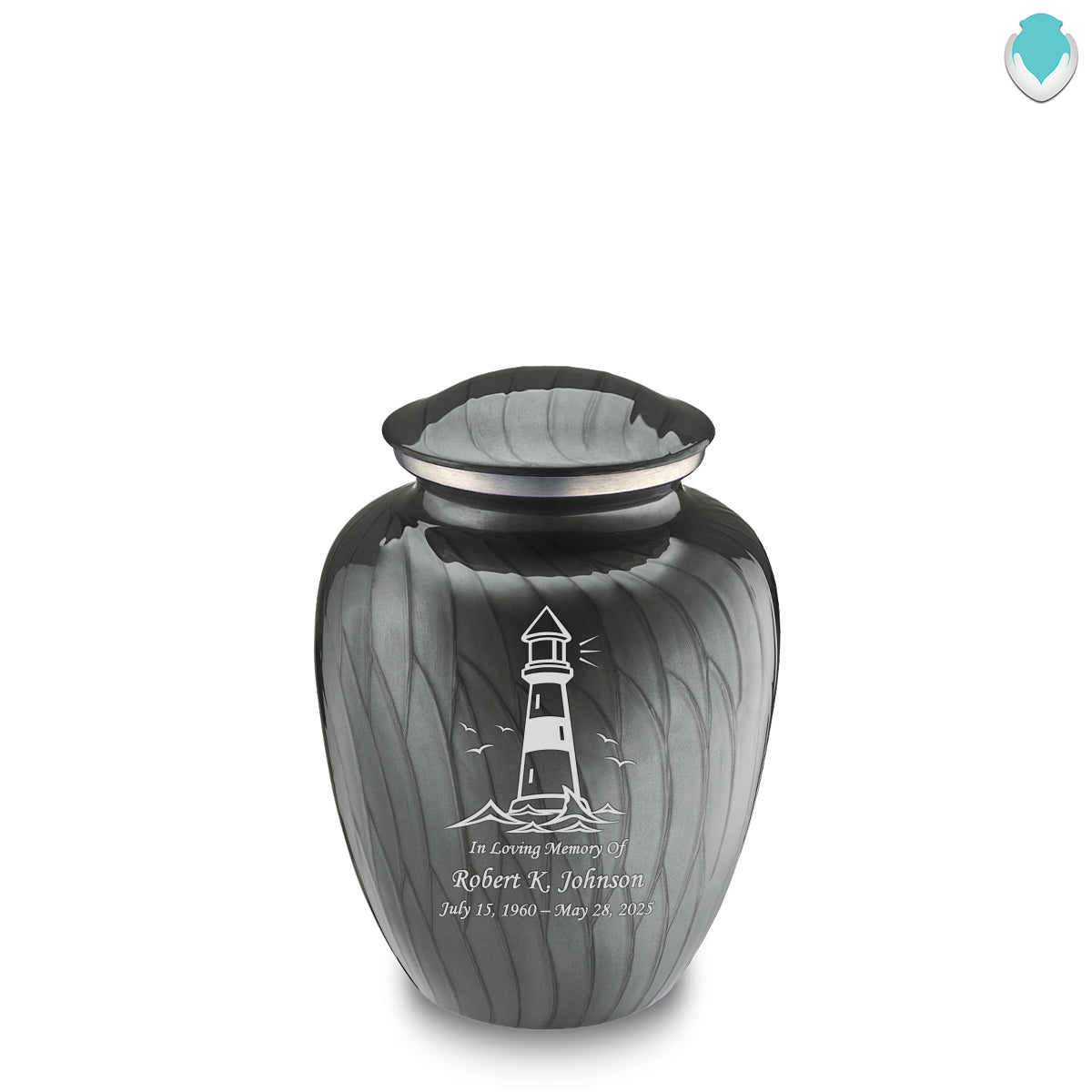 Medium Embrace Pearl Silver Lighthouse Cremation Urn
