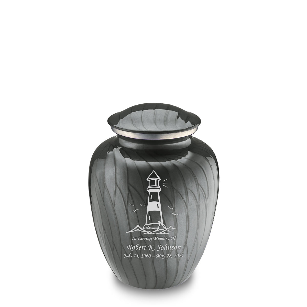 Medium Embrace Pearl Silver Lighthouse Cremation Urn