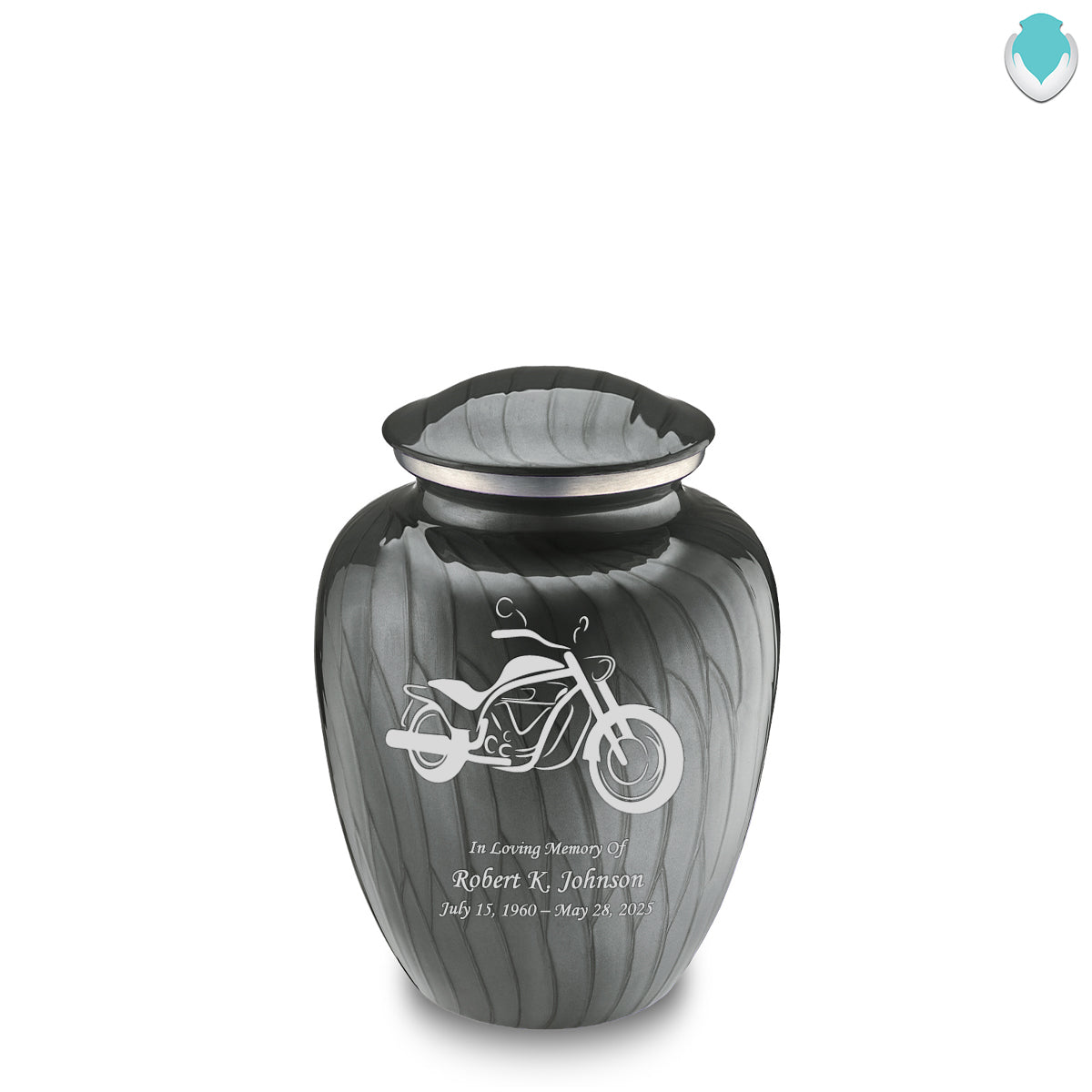 Medium Embrace Pearl Silver Motorcycle Cremation Urn