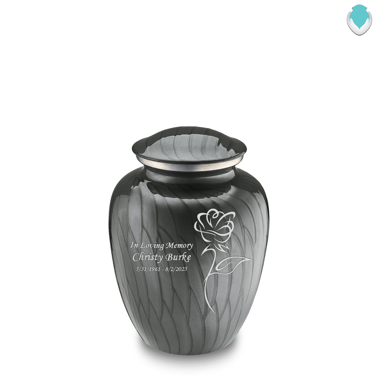 Medium Embrace Pearl Silver Rose Cremation Urn