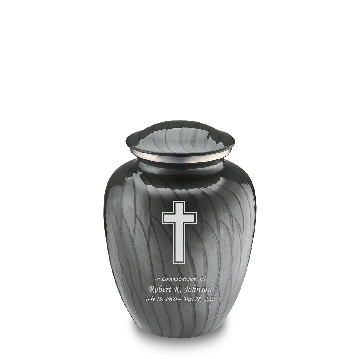 Medium Embrace Pearl Silver Simple Cross Cremation Urn