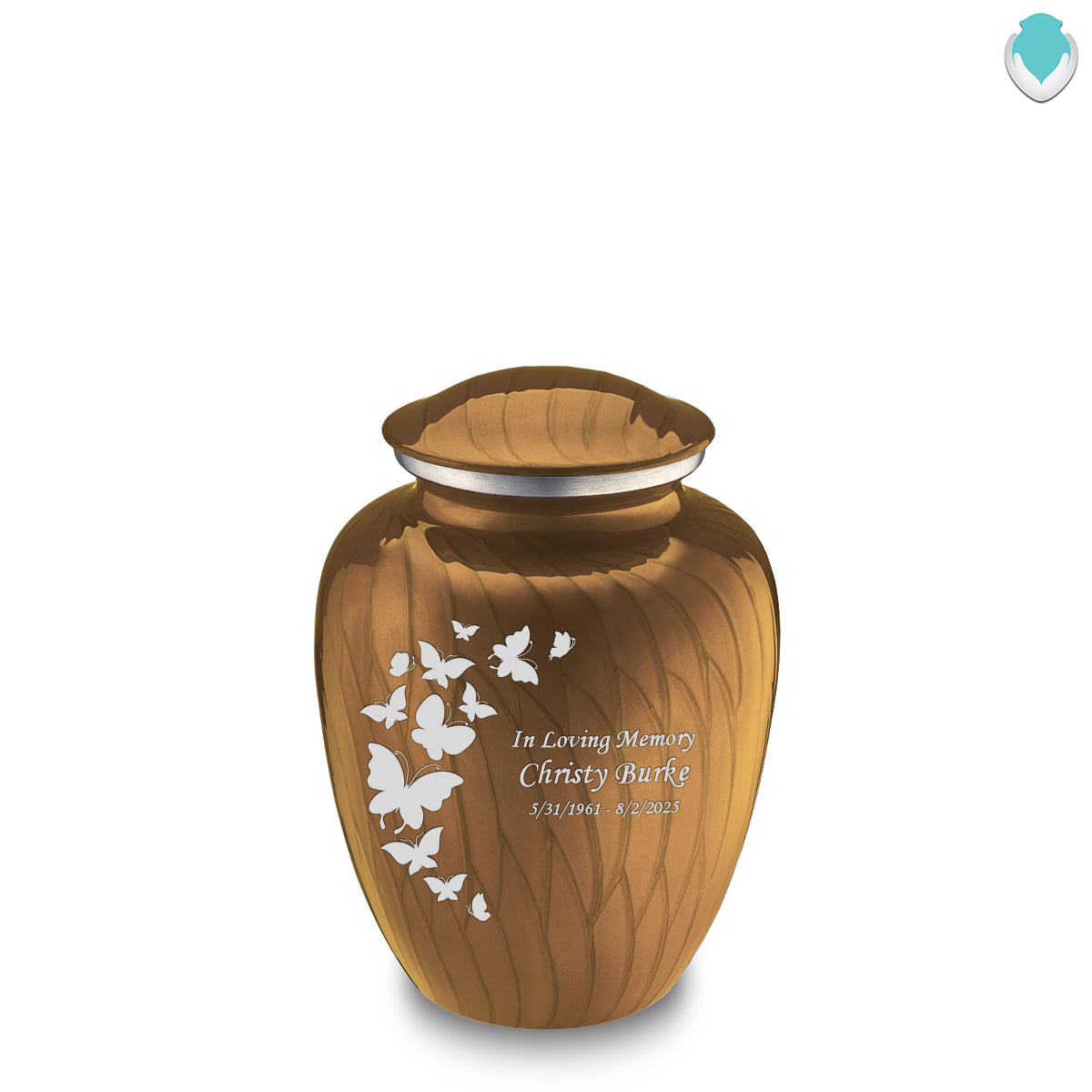 Medium Embrace Pearl Gold Butterfly Cremation Urn