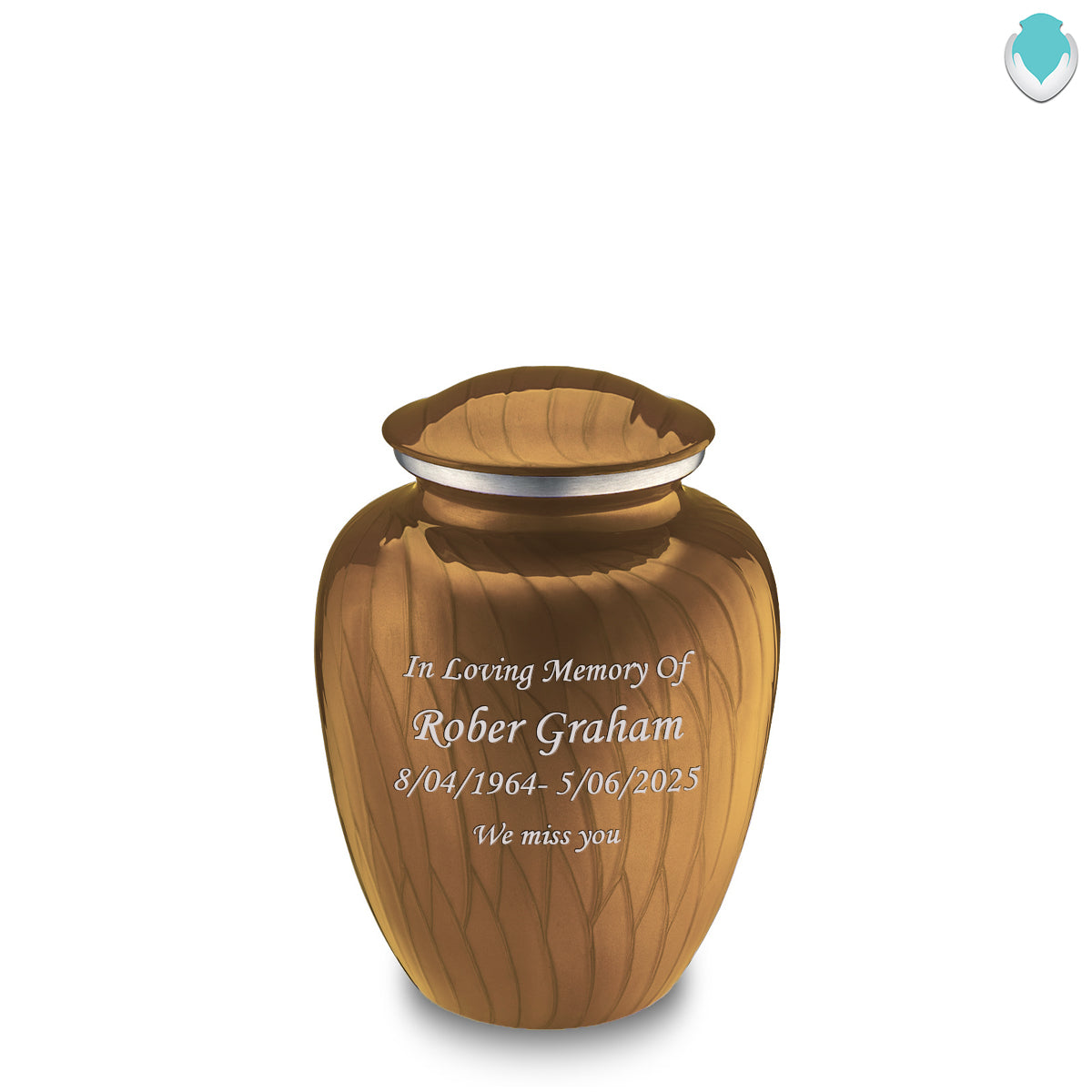 Medium Embrace Pearl Gold Custom Engraved Cremation Urn