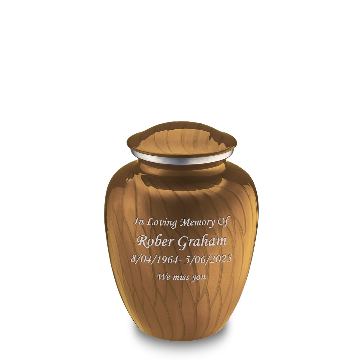 Medium Embrace Pearl Gold Custom Engraved Cremation Urn