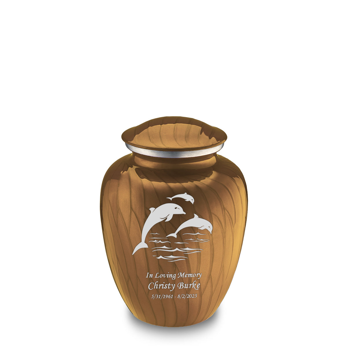 Medium Embrace Pearl Gold Dolphins Cremation Urn