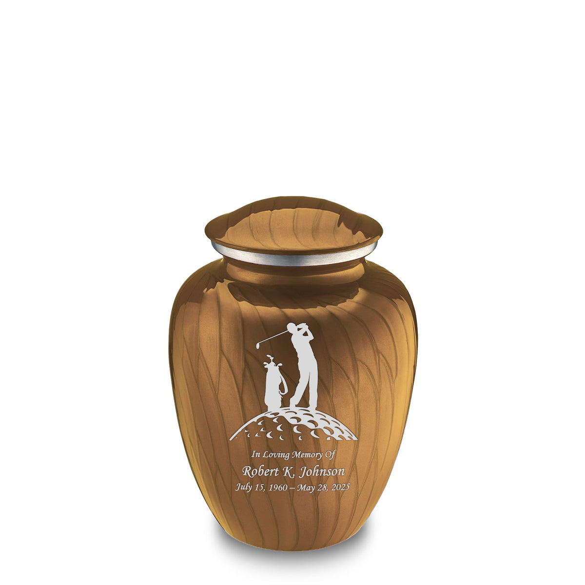 Medium Embrace Pearl Gold Golf Cremation Urn