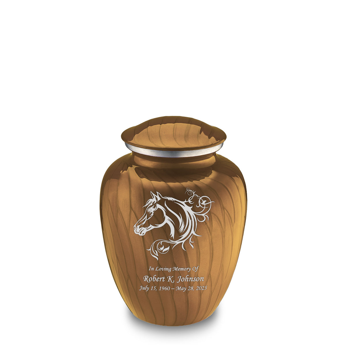 Medium Embrace Pearl Gold Horse Cremation Urn