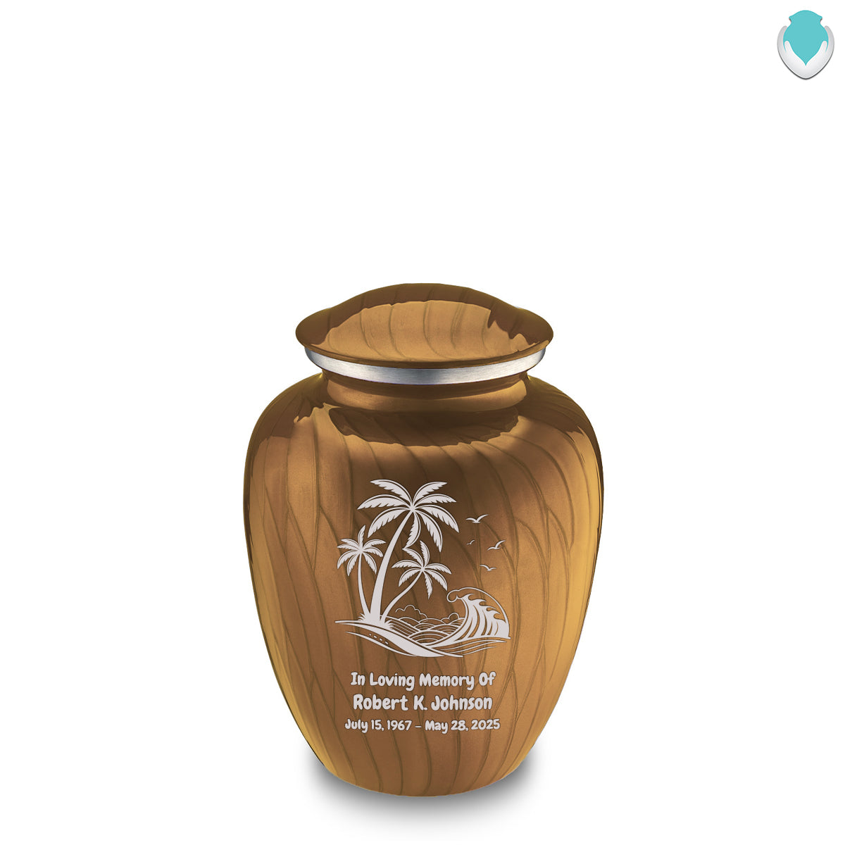 Medium Embrace Pearl Gold Palm Beach Cremation Urn