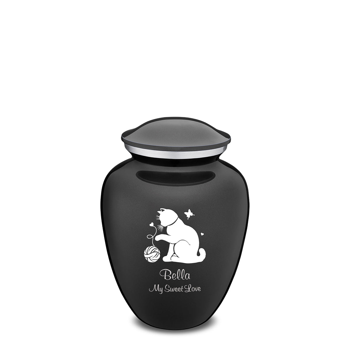 Medium Embrace Charcoal Black Pet Fun Cat Cremation Urn