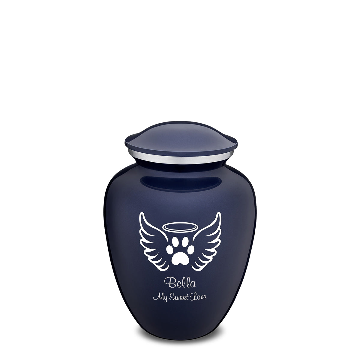Medium Embrace Cobalt Blue Pet Angel Wings Cremation Urn
