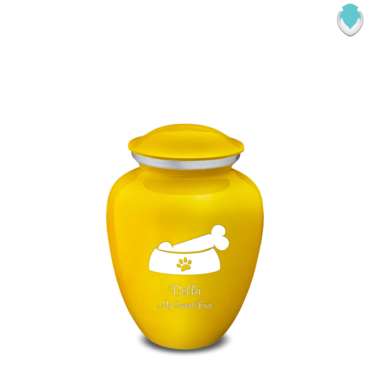 Medium Embrace Yellow Pet Dog Bone Cremation Urn