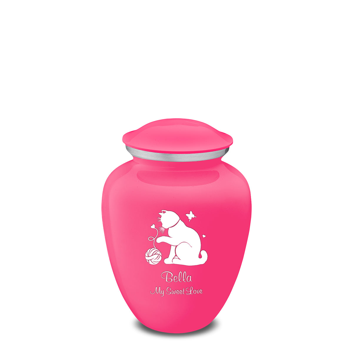 Medium Embrace Bright Pink Pet Fun Cat Cremation Urn