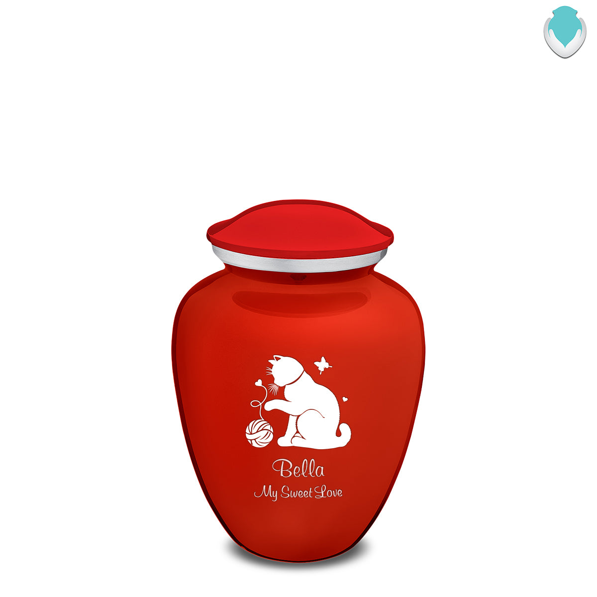 Medium Embrace Bright Red Pet Fun Cat Cremation Urn