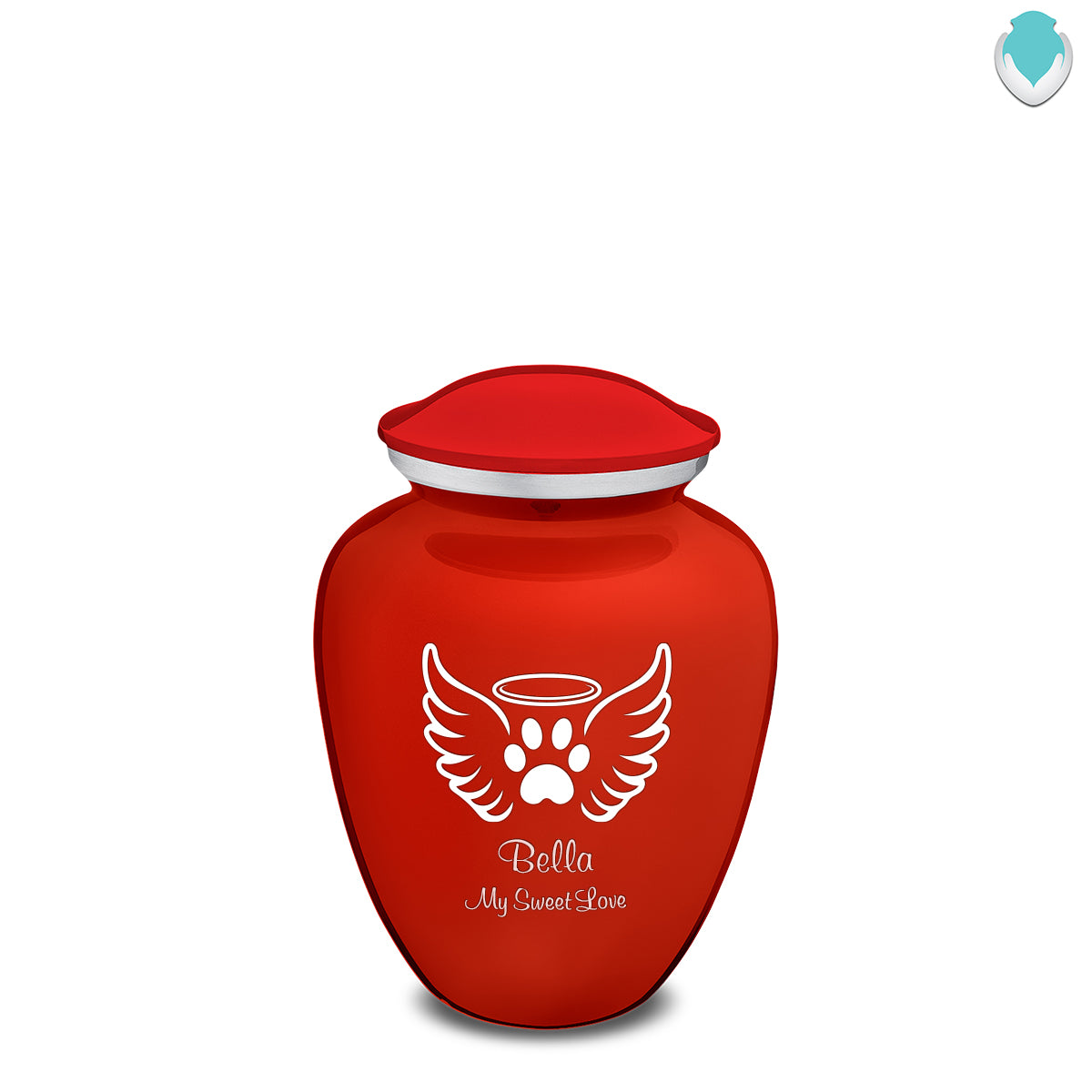 Medium Embrace Bright Red Pet Angel Wings Cremation Urn