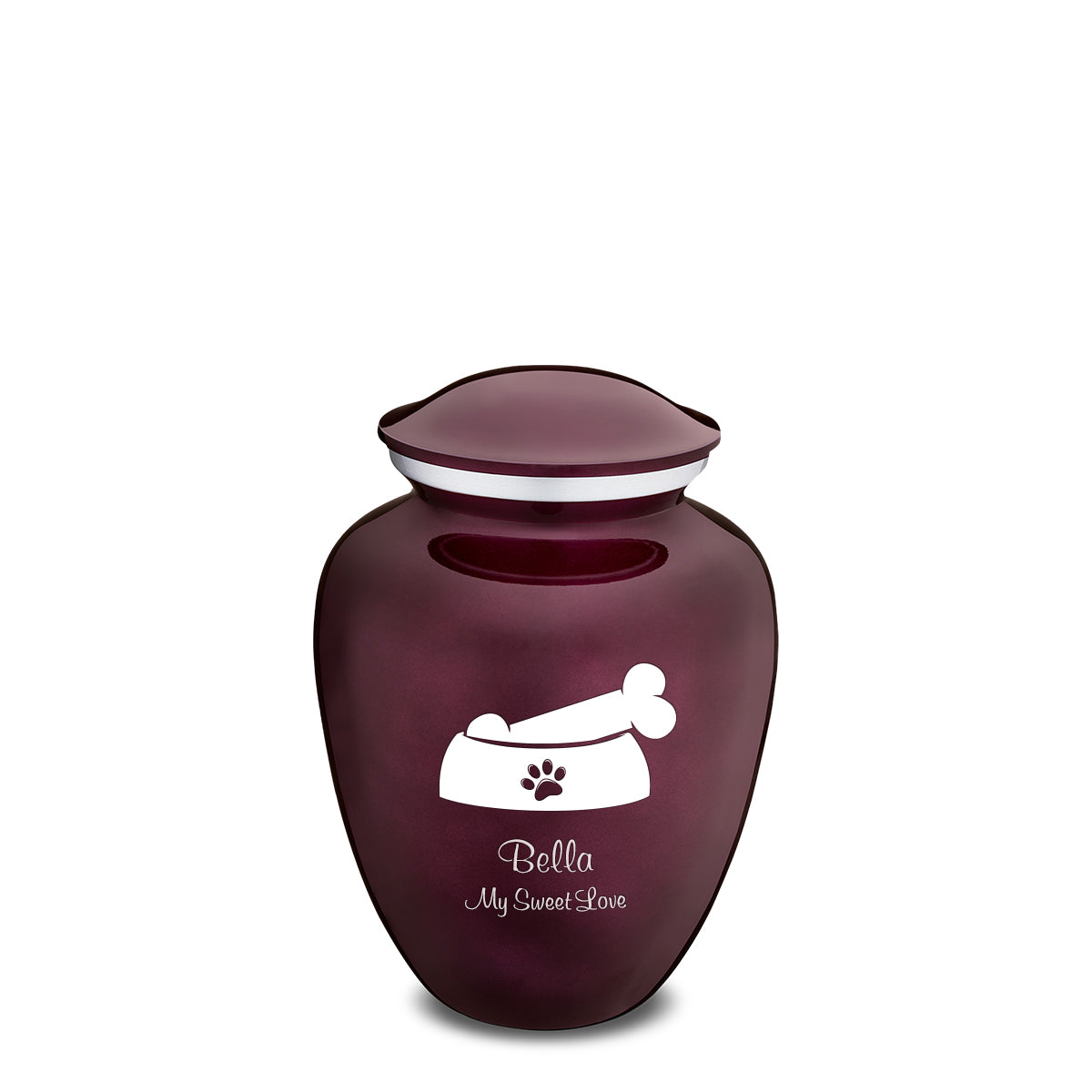 Medium Embrace Cherry Purple Pet Dog Bone Cremation Urn