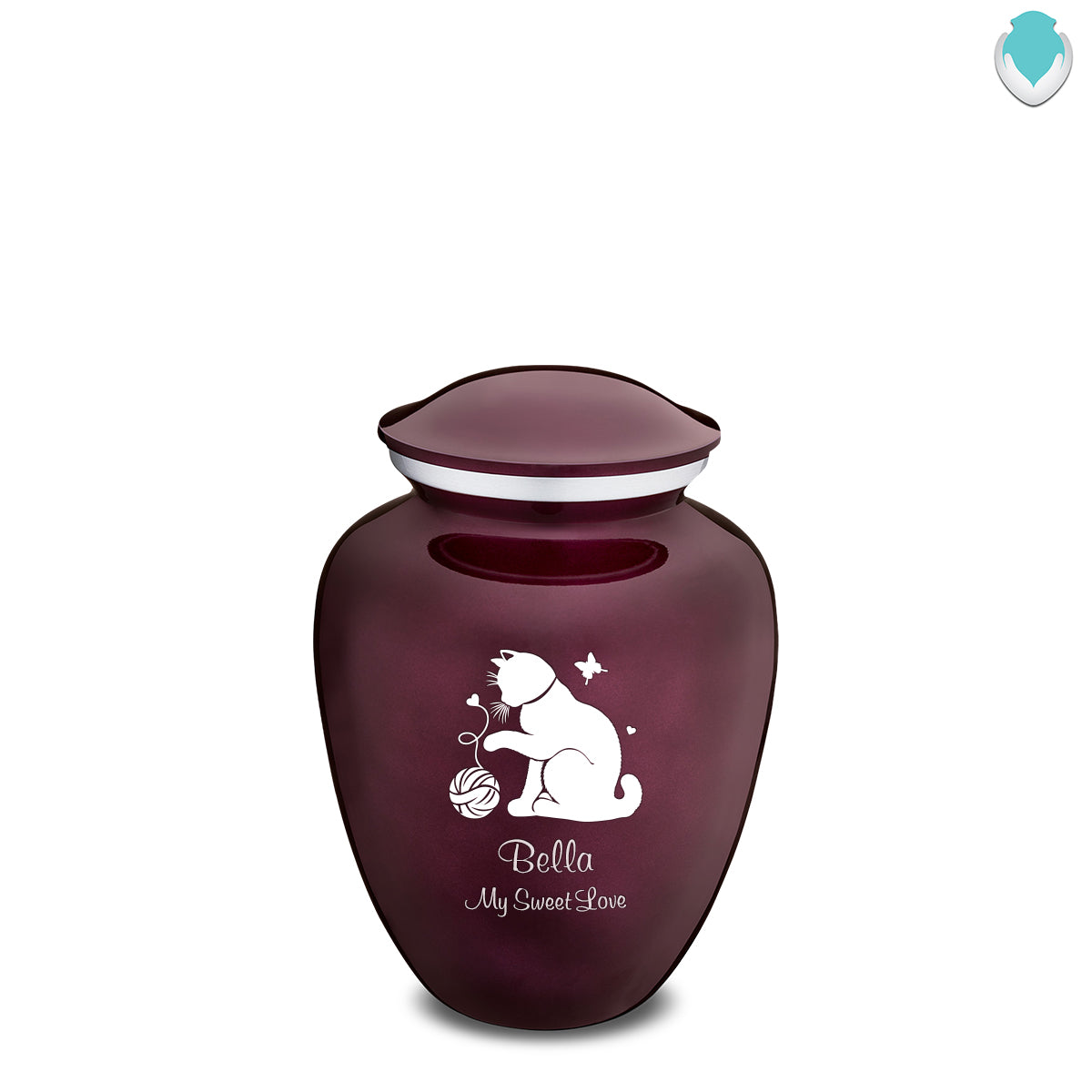 Medium Embrace Cherry Purple Pet Fun Cat Cremation Urn