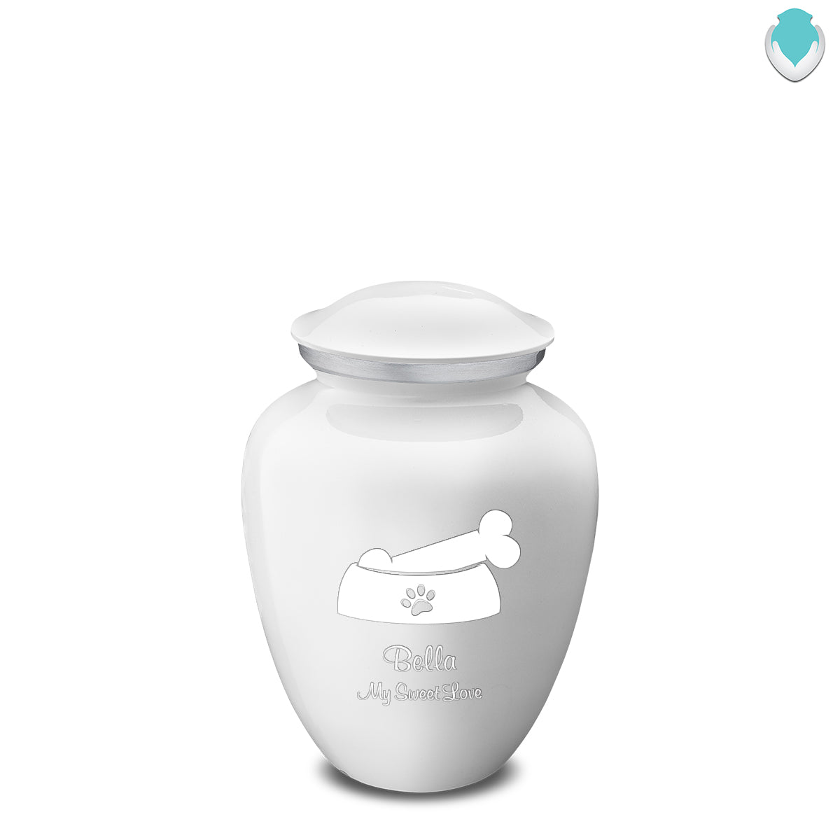 Medium Embrace White Pet Dog Bone Cremation Urn