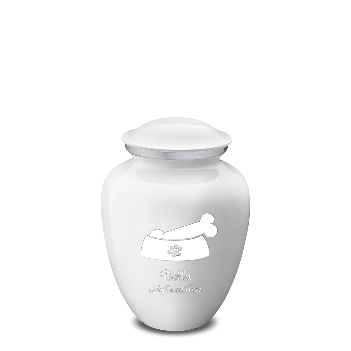 Medium Embrace White Pet Dog Bone Cremation Urn