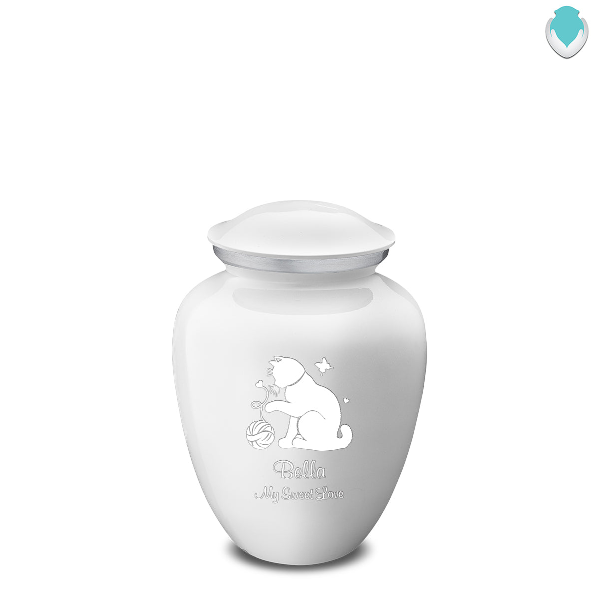 Medium Embrace White Pet Fun Cat Cremation Urn