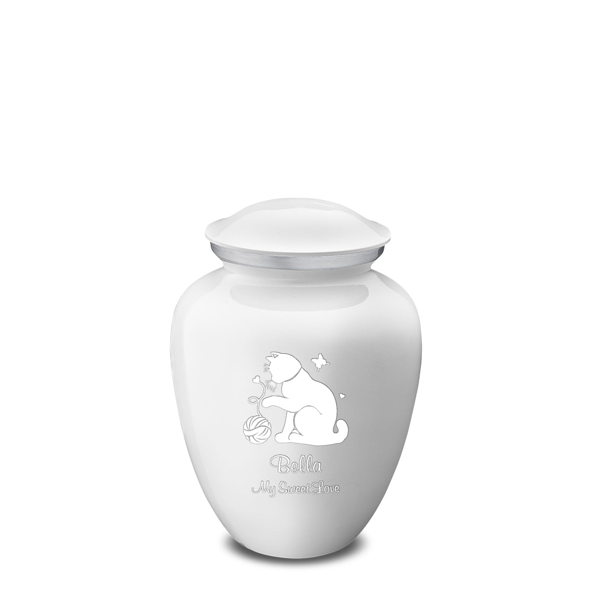 Medium Embrace White Pet Fun Cat Cremation Urn