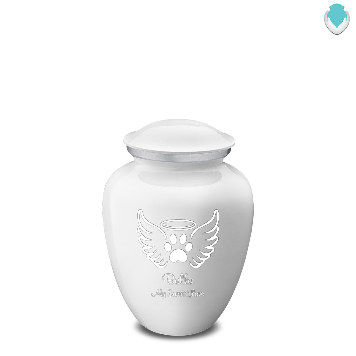 Medium Embrace White Pet Angel Wings Cremation Urn