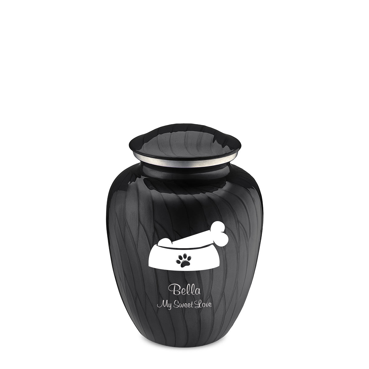Medium Embrace Pearl Black Pet Dog Bone Cremation Urn