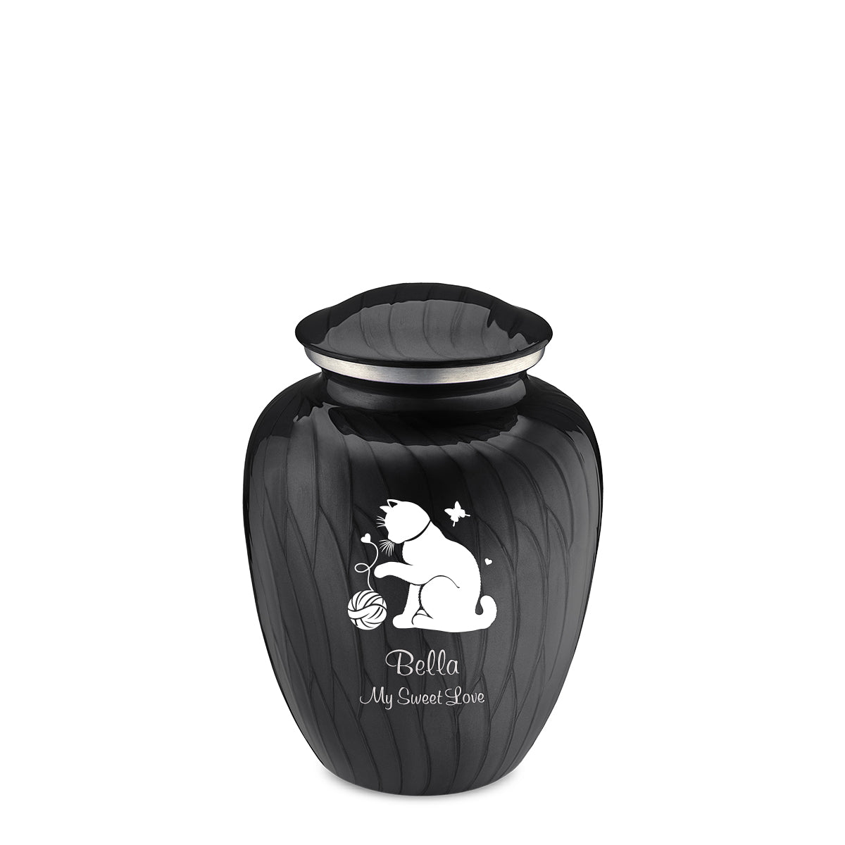 Medium Embrace Pearl Black Pet Fun Cat Cremation Urn