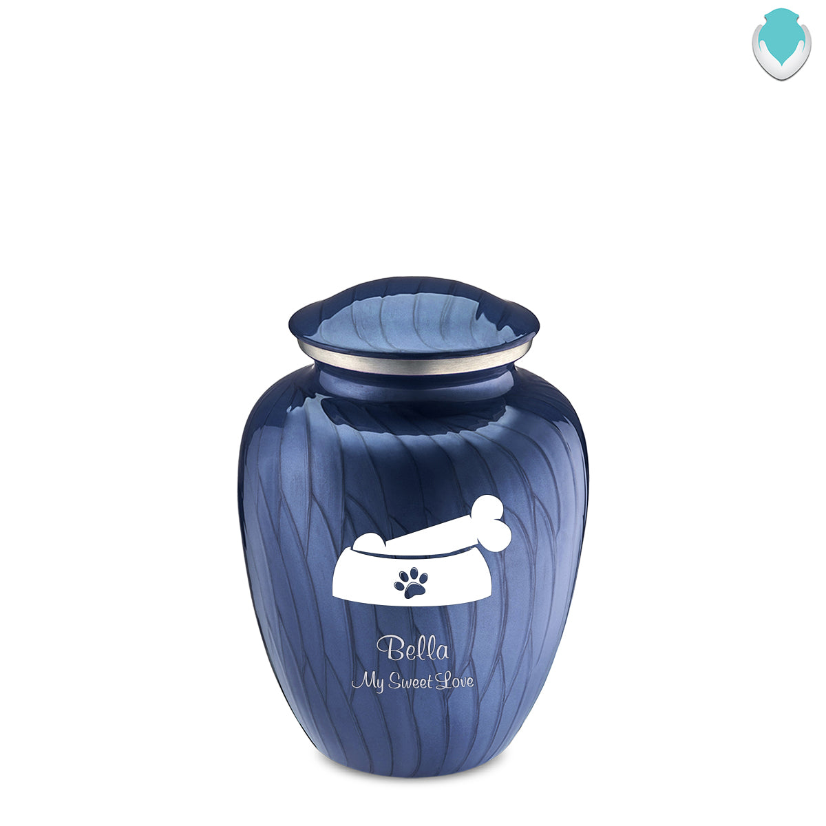 Medium Embrace Pearl Cobalt Blue Pet Dog Bone Cremation Urn