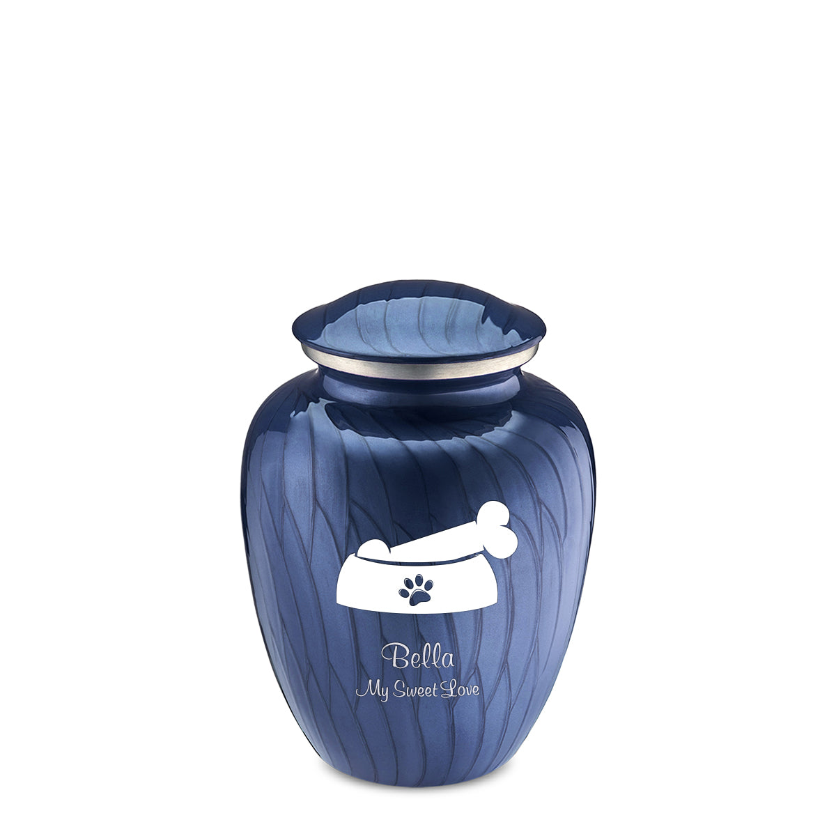 Medium Embrace Pearl Cobalt Blue Pet Dog Bone Cremation Urn